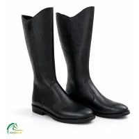 چکمه سواکاری هوسپا مدل بغل زیپ چرم مشکی