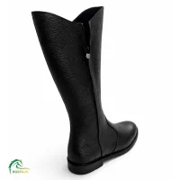 چکمه سواکاری هوسپا مدل بغل زیپ چرم مشکی زاویه پشت و زیپ