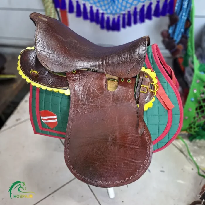 زین عبدالخالق چرم قهوه ای اصل سواری اسب