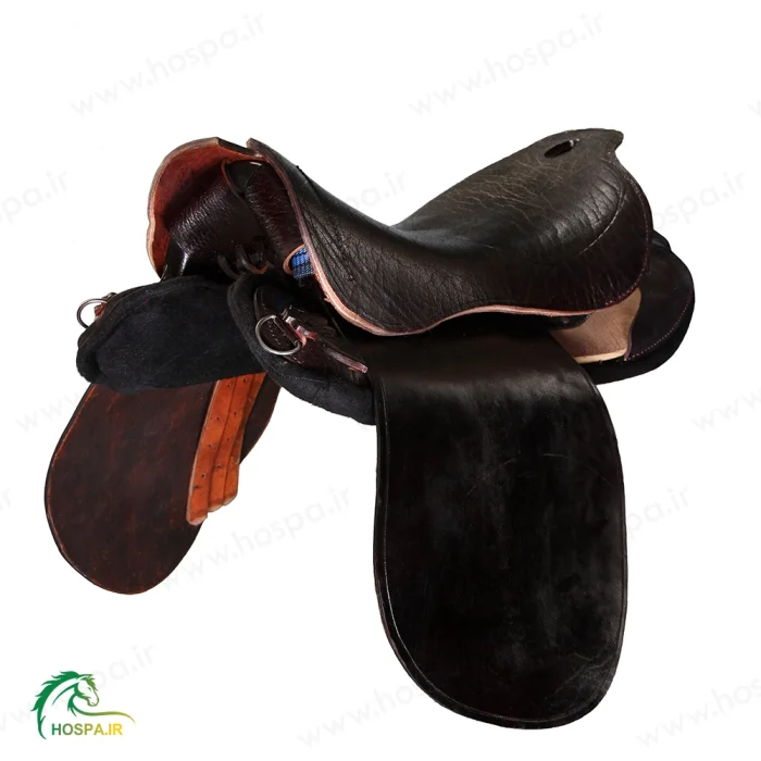 زین اسب چرم گاومیش مشکی تخته چوبی هوسپا