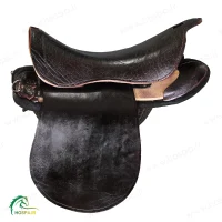 زین اسب چرم گاومیش مشکی تخته چوبی