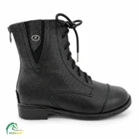 نیم بوت سوارکاری بندی و پشت زیپ چرم طبیعی هوسپا مشکی از بغل