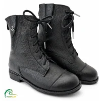 نیم بوت سوارکاری بندی و پشت زیپ چرم طبیعی هوسپا مشکی