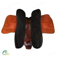 نمای زیر زین اسب هوسپا چرم گاومیش قهوه ای تخته چوبی