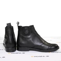 نیم بوت سوارکاری چرم طبیعی هوسپا جلو زیپ مشکی