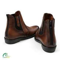 نیم بوت سوارکاری پشت زیپ چرم طبیعی قهوه ای هوسپا زاویه پشت