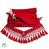 ست عرق گیر اسب و پد زیر زین همراه سینه بند و بانداژ کار قرمز