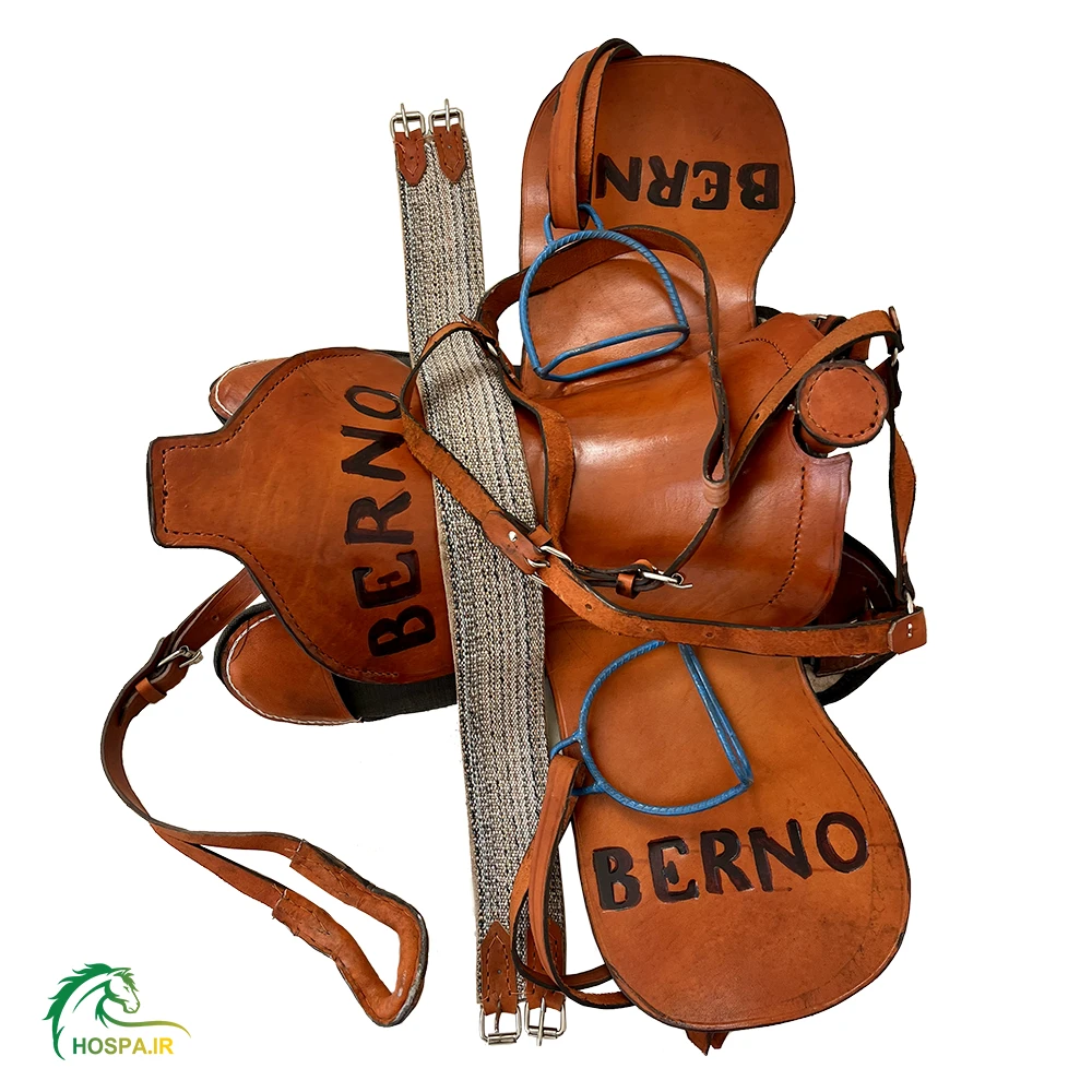 berno (1) زین برنو اسب اصل همراه ست کامل تجهیزات قهوه ای