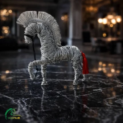 مجسمه هنری اسب شبدیز دست‌ ساز سیمی