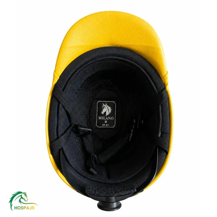 کلاه سوارکاری میلانو طرح جدید تمام چرم زرد