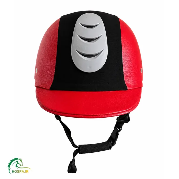 کلاه سوارکاری میلانو طرح جدید تمام چرم قرمز از جلو