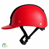 کلاه سوارکاری میلانو طرح جدید تمام چرم قرمز از بغل