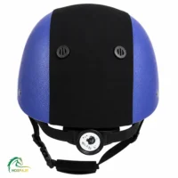کلاه سوارکاری میلانو طرح جدید تمام چرم آبی یاسی نمایه پشت