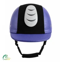 کلاه سوارکاری میلانو طرح جدید تمام چرم آبی یاسی نمایه رو به رو