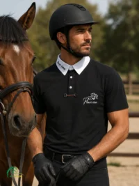 تیشرت سوارکاری Best Rider مشکی یقه سفید