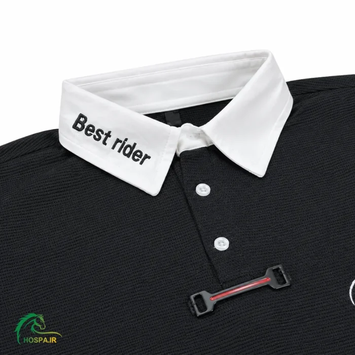 تیشرت سوارکاری Best Rider مشکی نمای یقه